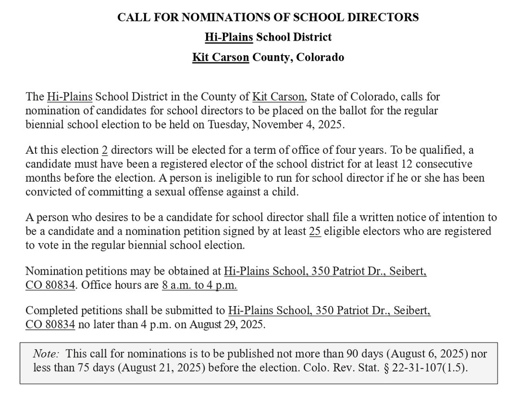 Call for Nominations of School Directors