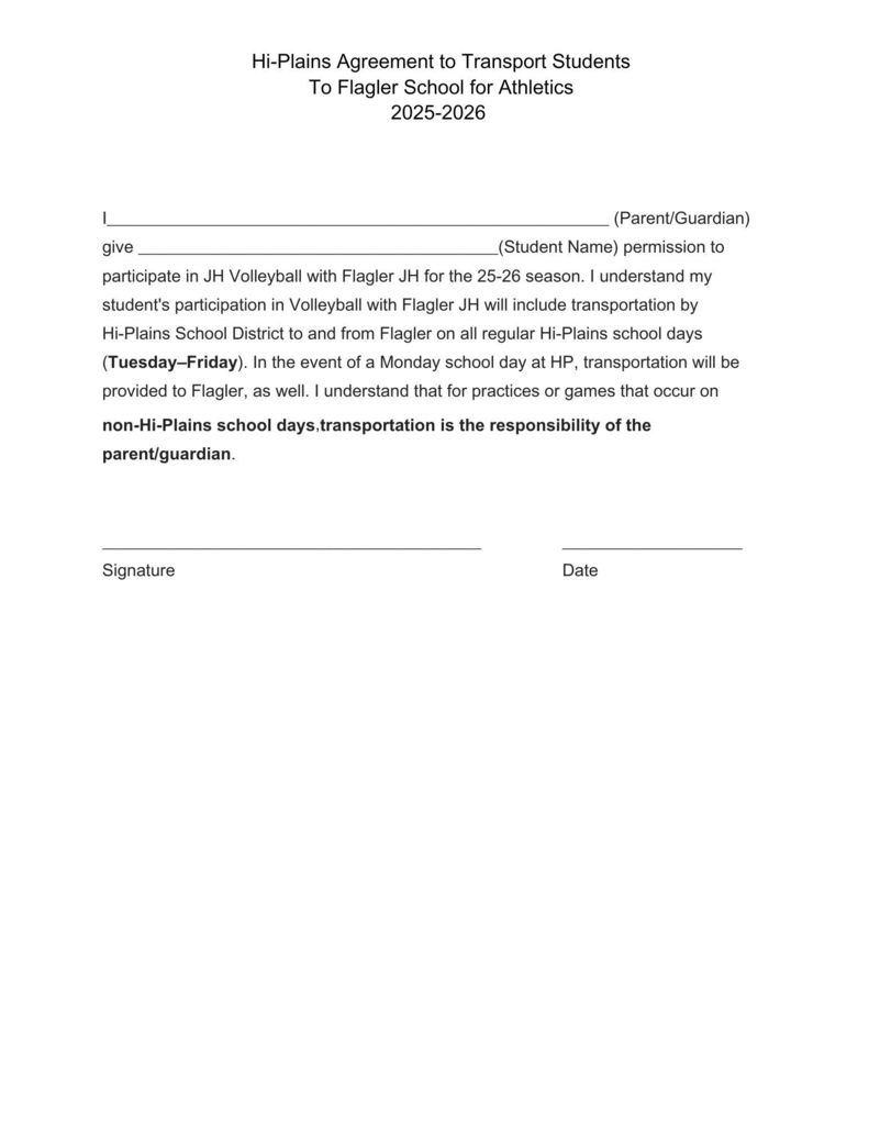 JH Sports Travel Agreement