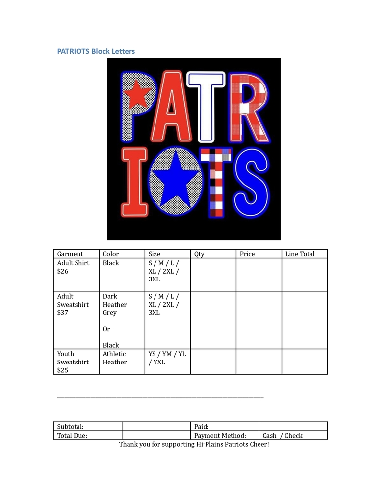 Cheer Fundraiser Order Form 5