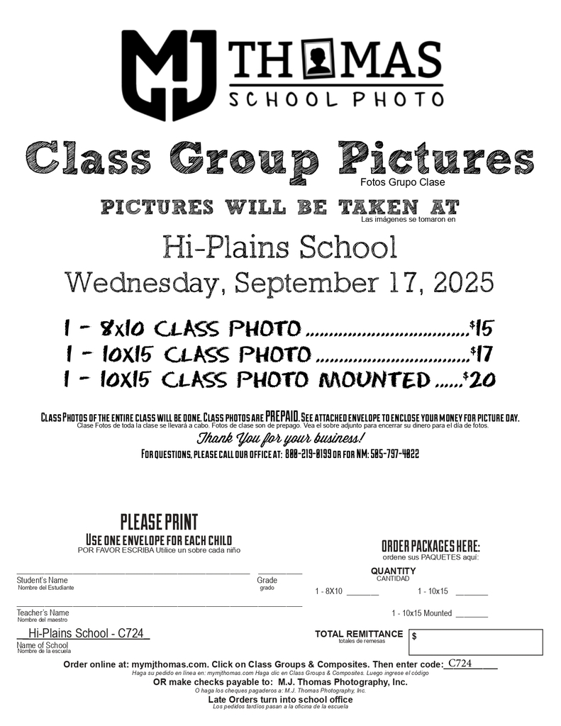 Group Picture Order Form