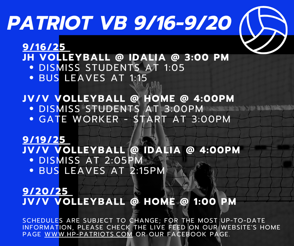 Patriot VB Info 9/16 - 9/20