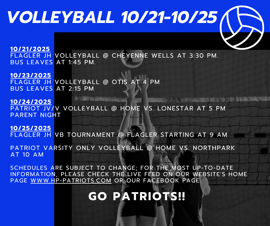 Volleyball info for 10.21-10.25