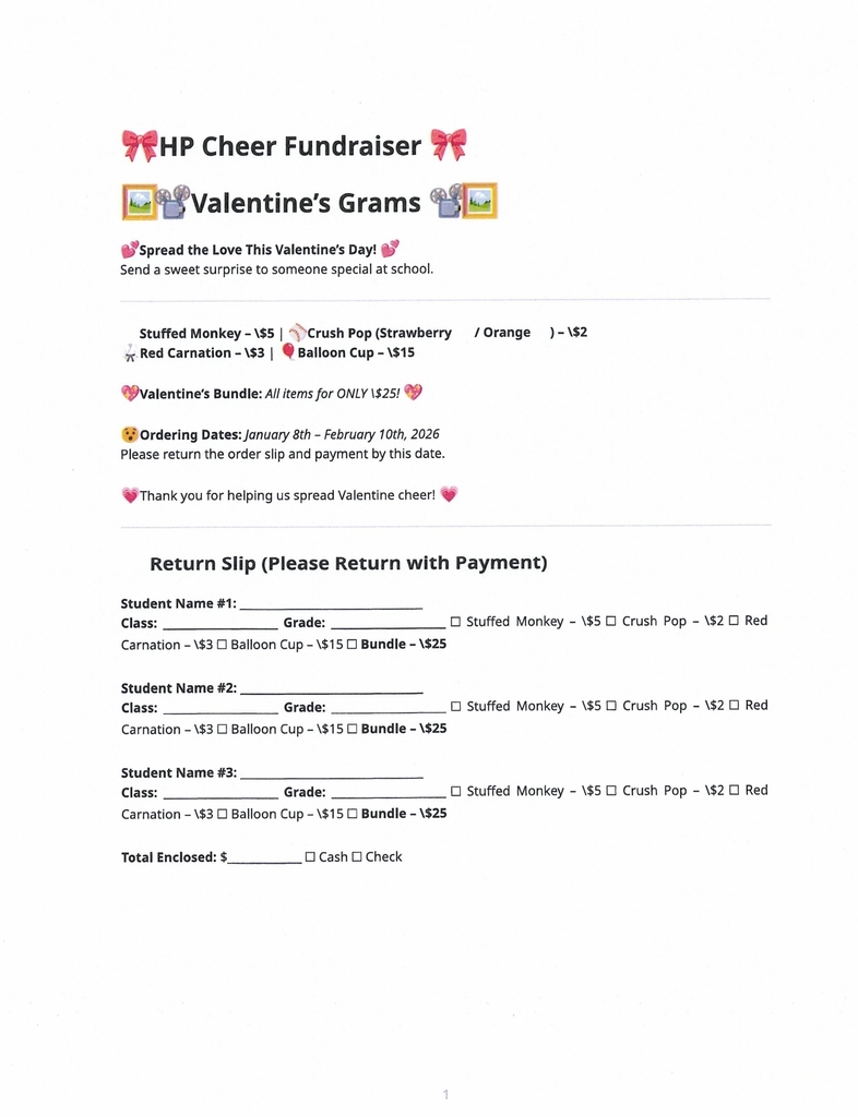 Valentine Gram Order Form