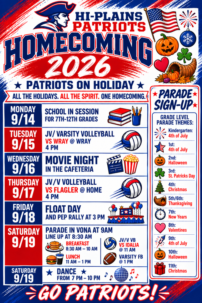 Homecoming Schedule of Events