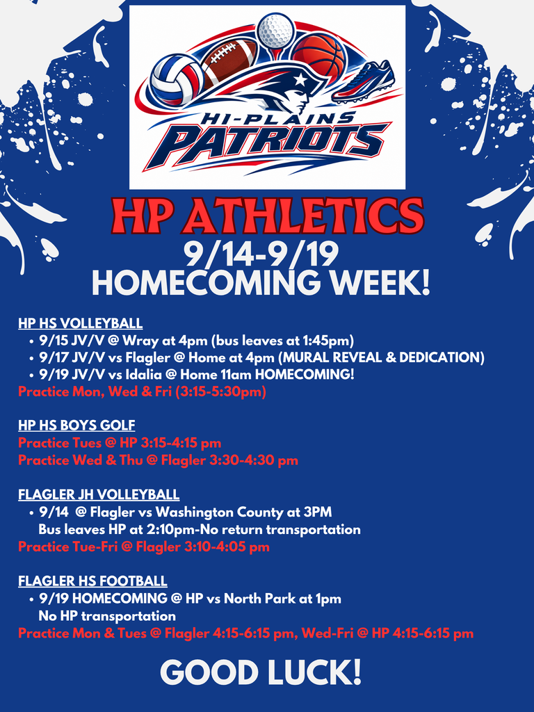 9/14-9/19 Athletics Info - Homecoming Week