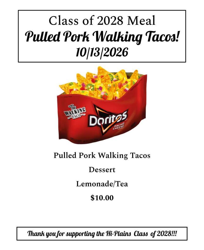 10/13/26 Pulled Pork WalkingTaco Dinner