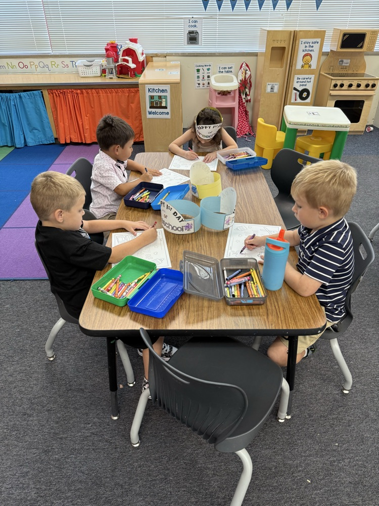 First day of preschool fun! Coloring and New Friends! 