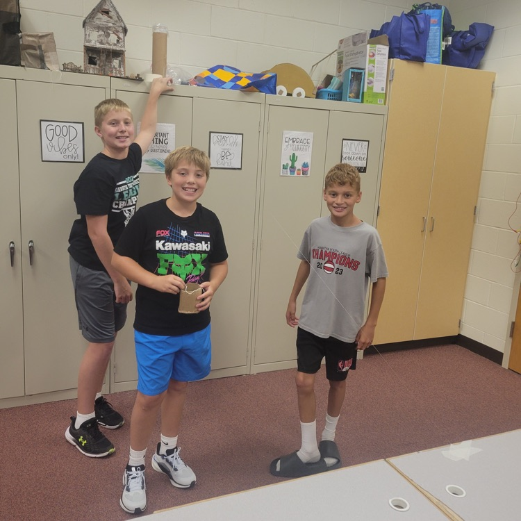 6th grade is hard at work completing their first engineering design challenge in STEAM class. They have to design and construct a way for a small action figure to get across a zipline! 