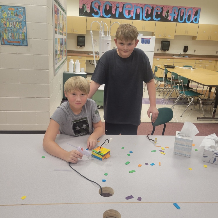 6th grade is hard at work completing their first engineering design challenge in STEAM class. They have to design and construct a way for a small action figure to get across a zipline! 