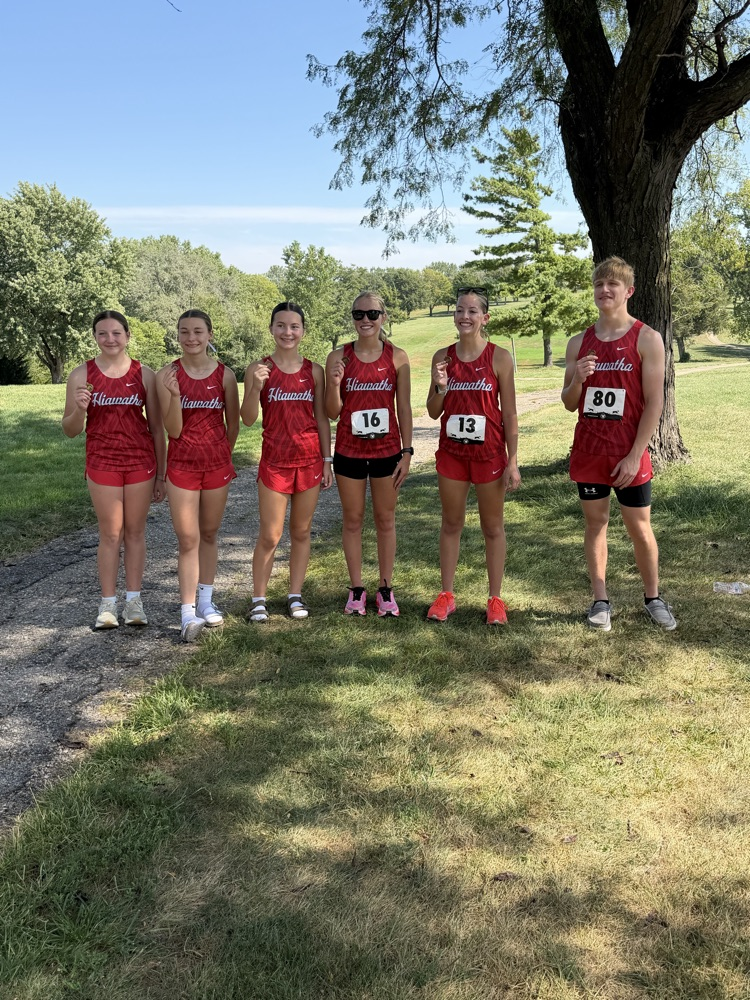 HHS medalists from L to R: Addy Spare 1st JV, Lily Edwards 5th JV, Taryn McMullen 15th, Pauly Rockey 3rd, Bri Guilliams 18th, Ryland Boykin 17th