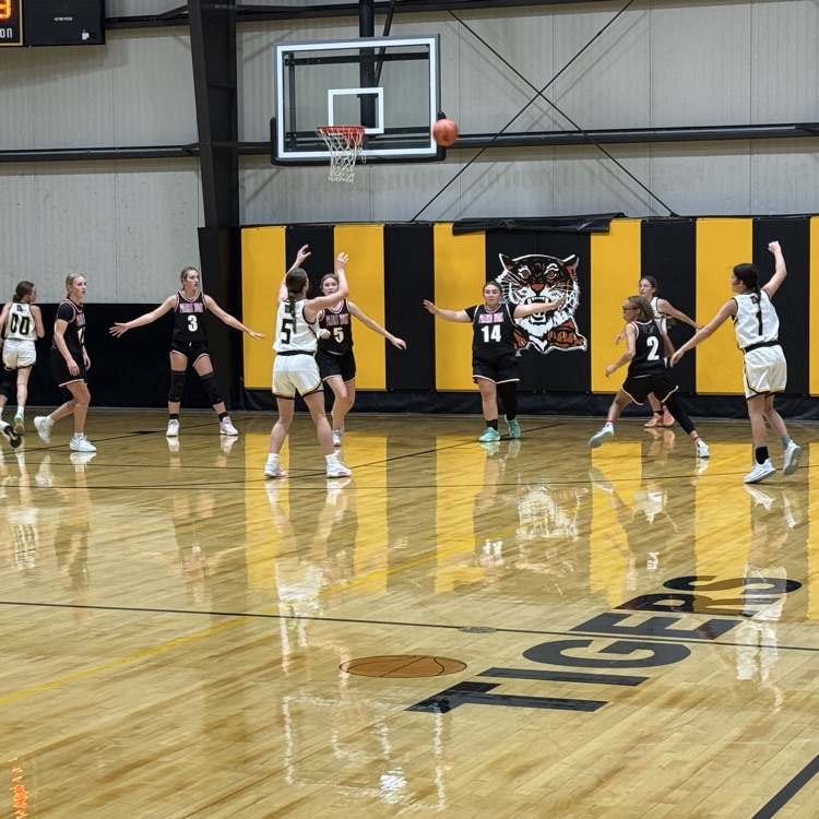 JH girls basketball in game