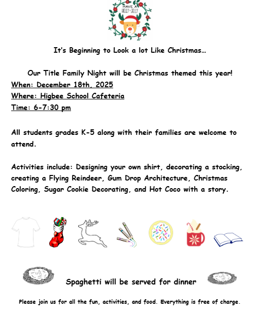 Information regarding Family Title Night