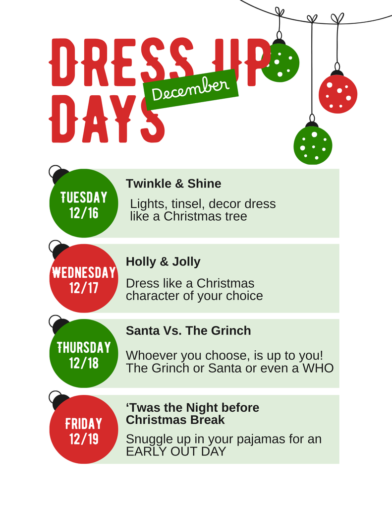 12/15-12/19 Dress Up Days