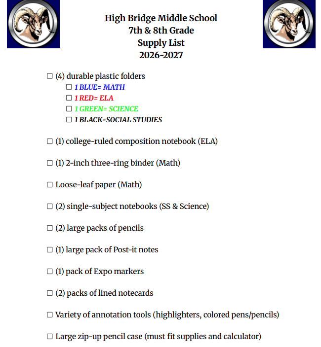 7/8 Supply List