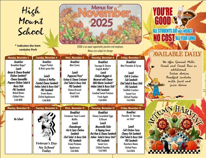 Menu Nov 3-14 Grades K-8