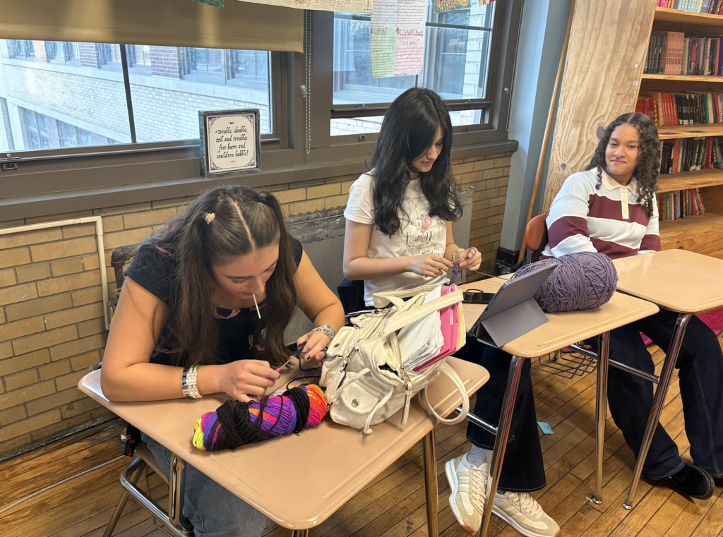 Crochet Clubbers hard at work crocheting their pieces!