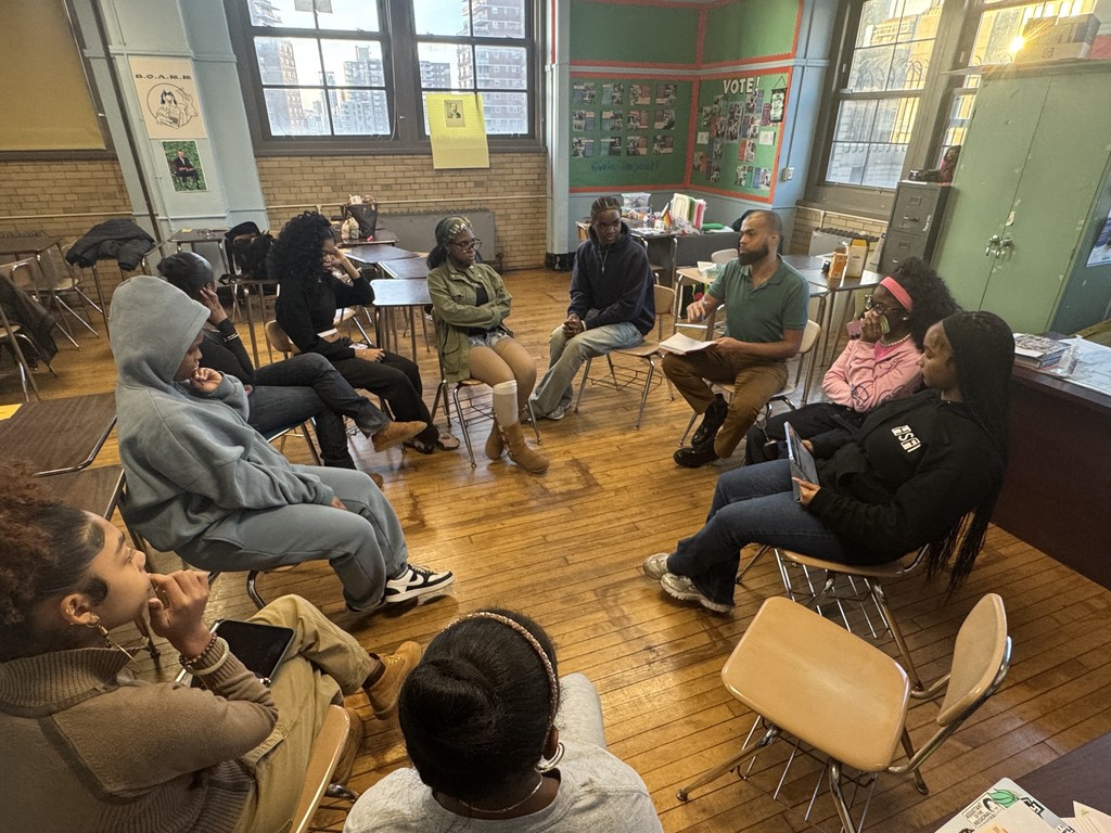BSU members meet with Mr. Rodriguez to plan Black History Month events