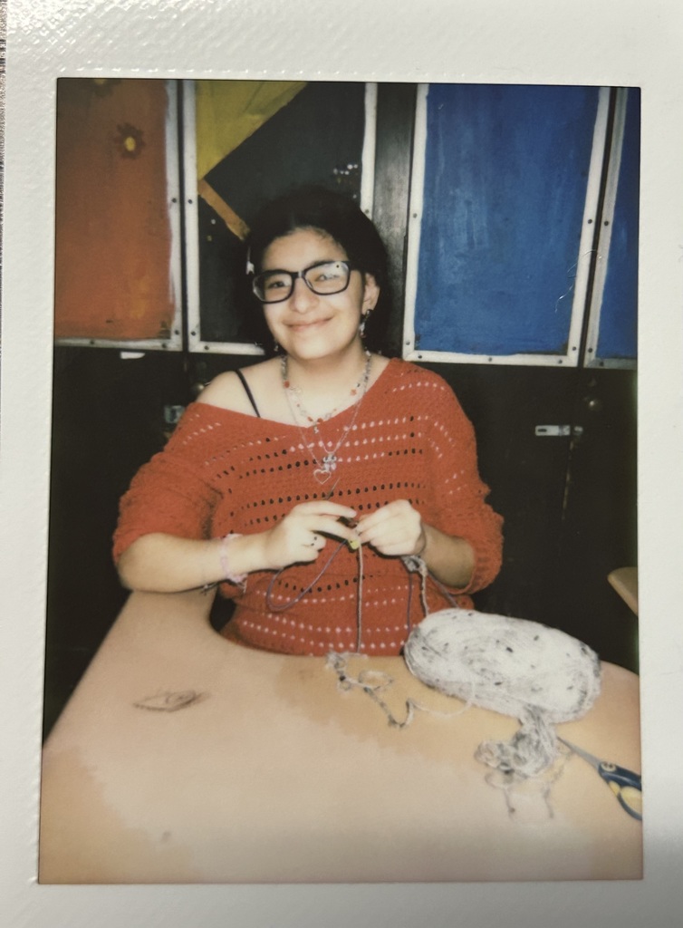 Student knitting 