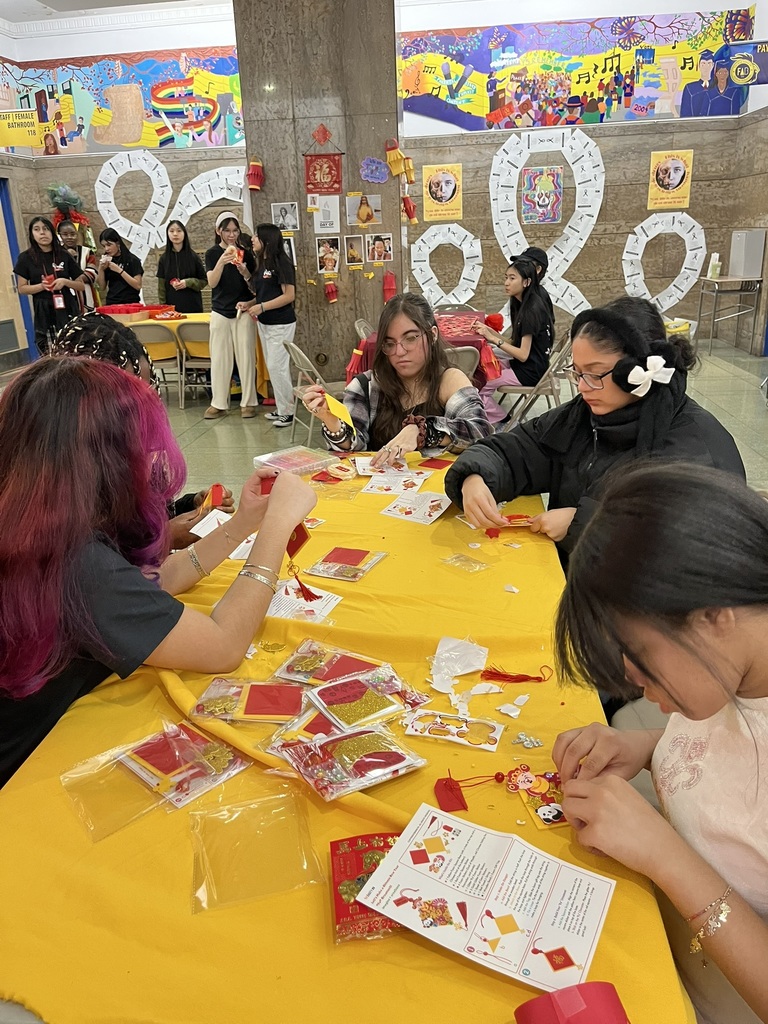 Students making LNY Lanterns