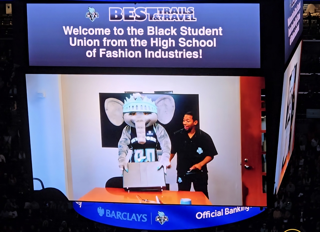 BSU received a welcome on the jumbotron