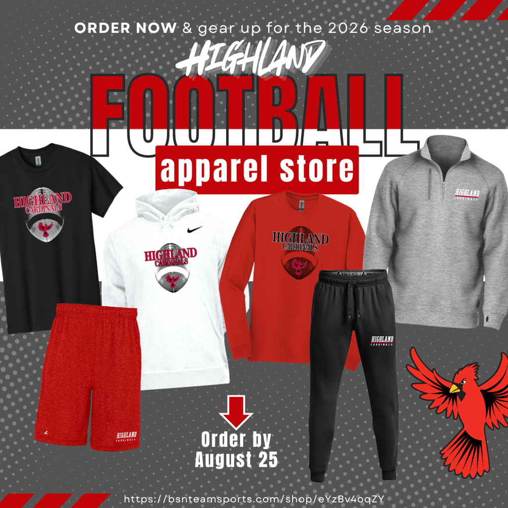 2026 Highland Football Apparel Reorder open until 8/25/2026