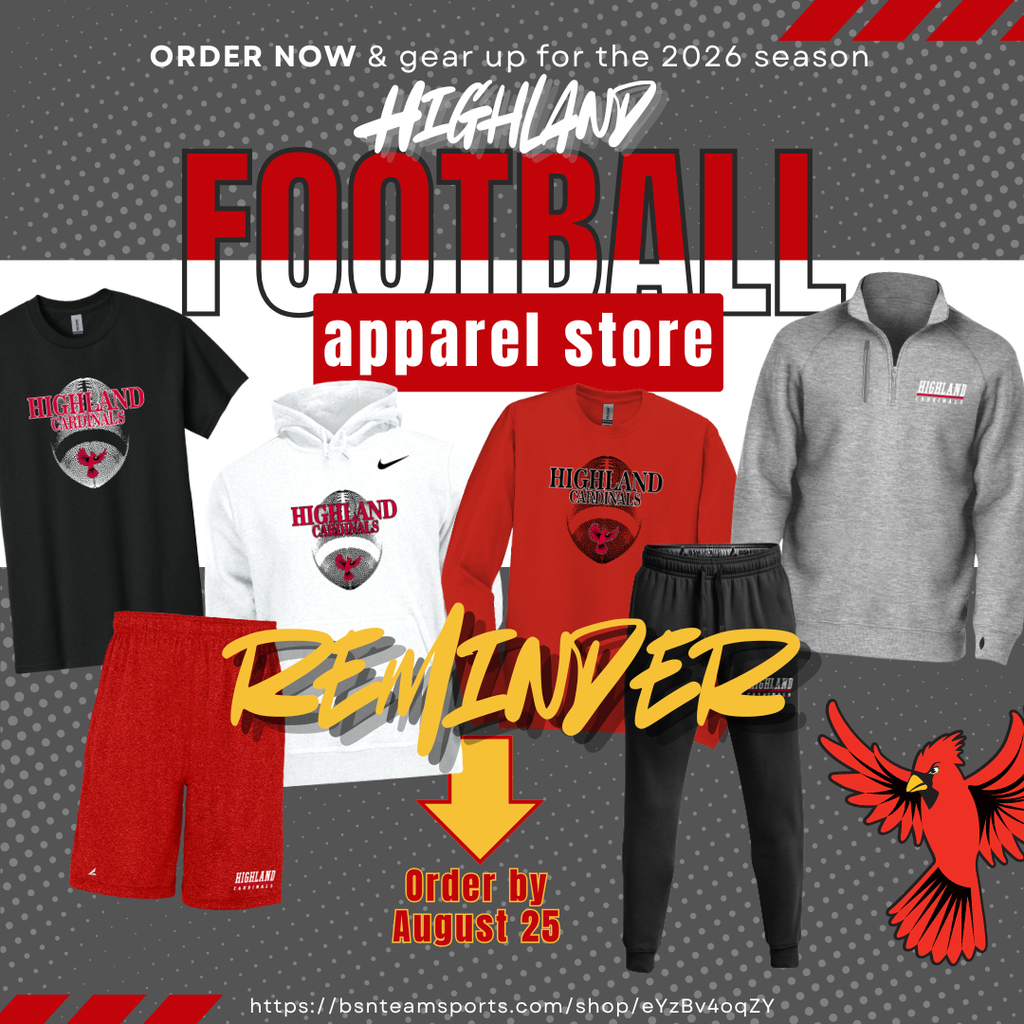 REMINDER Highland Football Apparel reorder open until 8/25/26