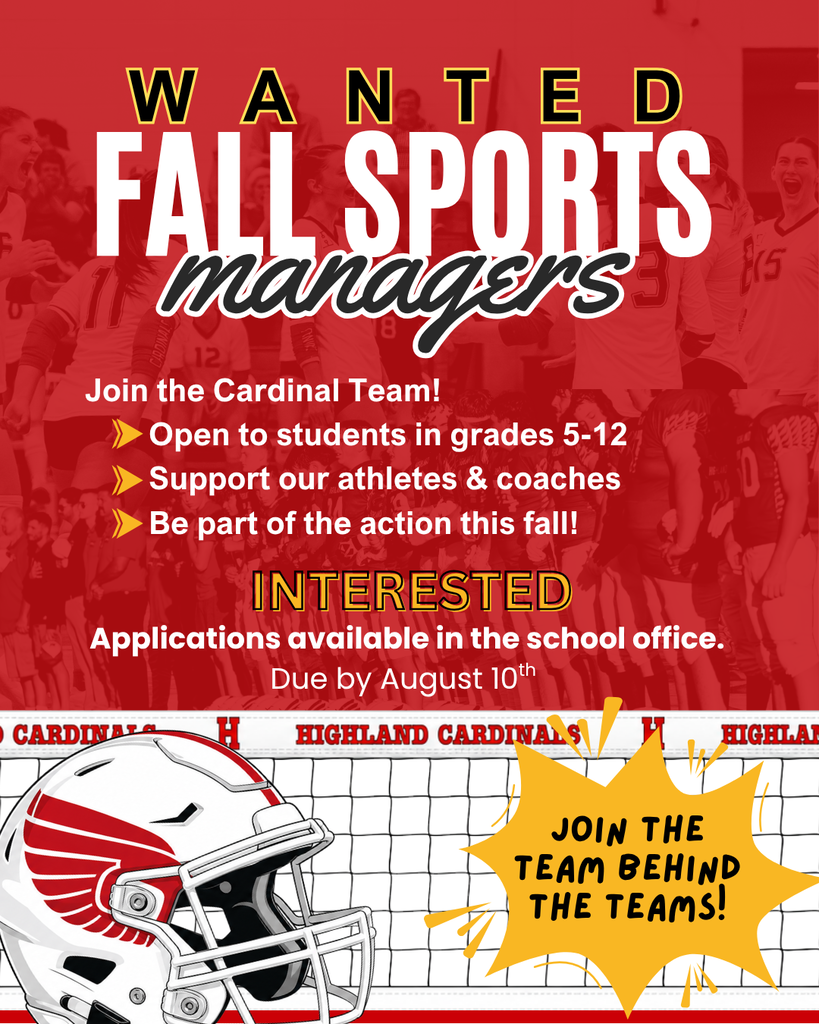 2026 Fall Sports Managers needed, application due by 8/10/26