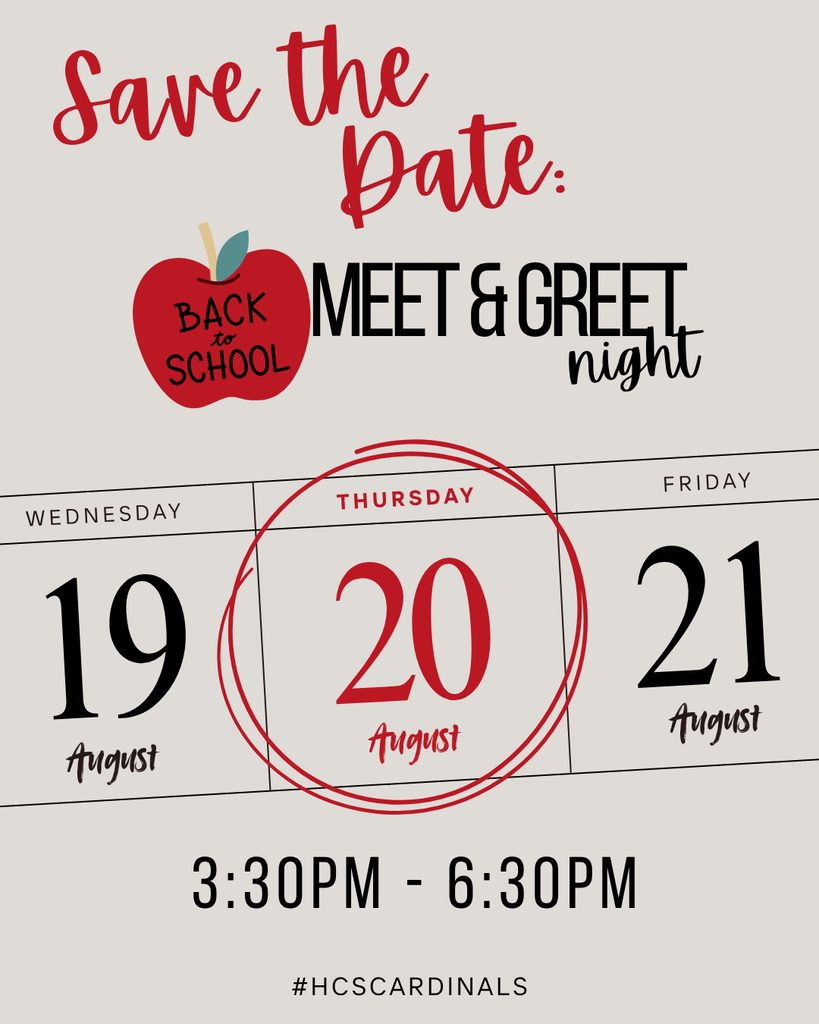 2026 Back-To-School Meet & Greet Night August 20 from 3:30 - 6:30 PM