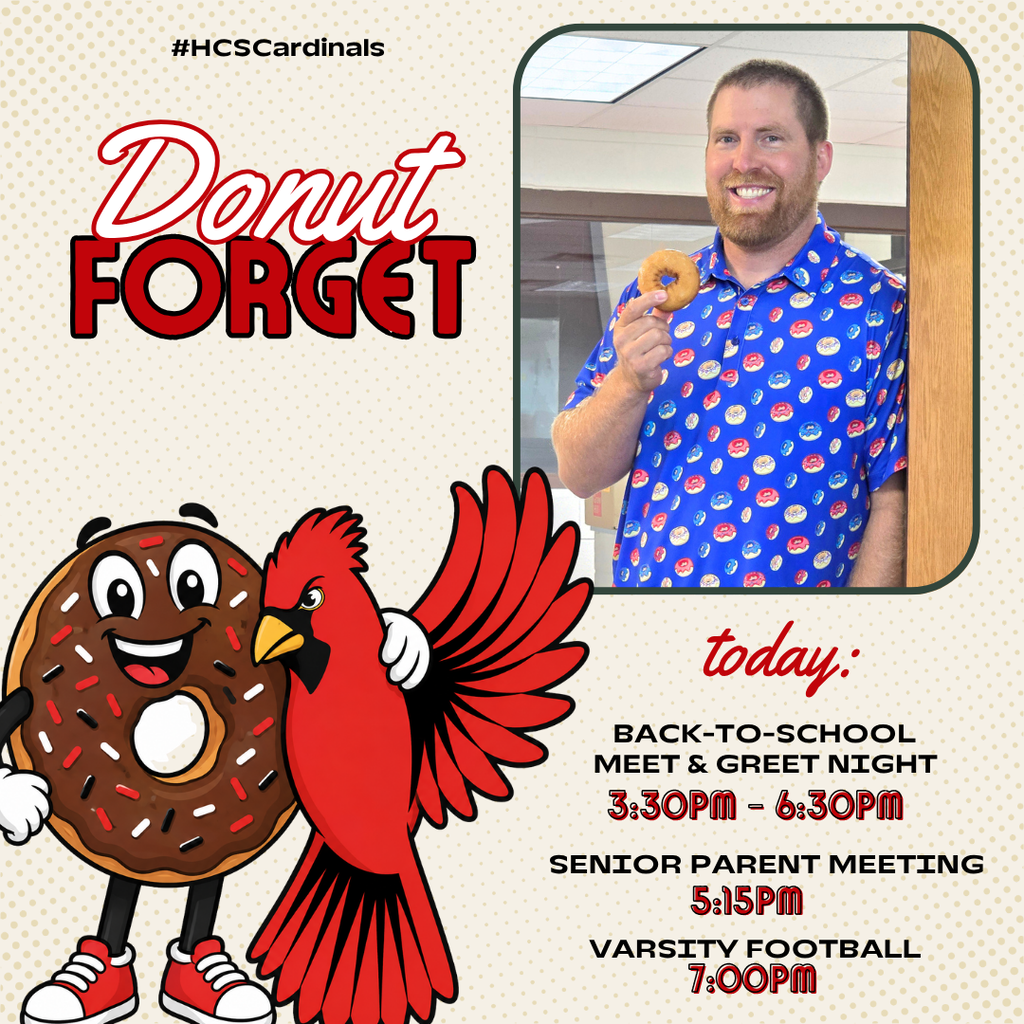 Donut Forget 8/20/26: Meet & Greet Night, Senior Parent Meeting, Home Football Game