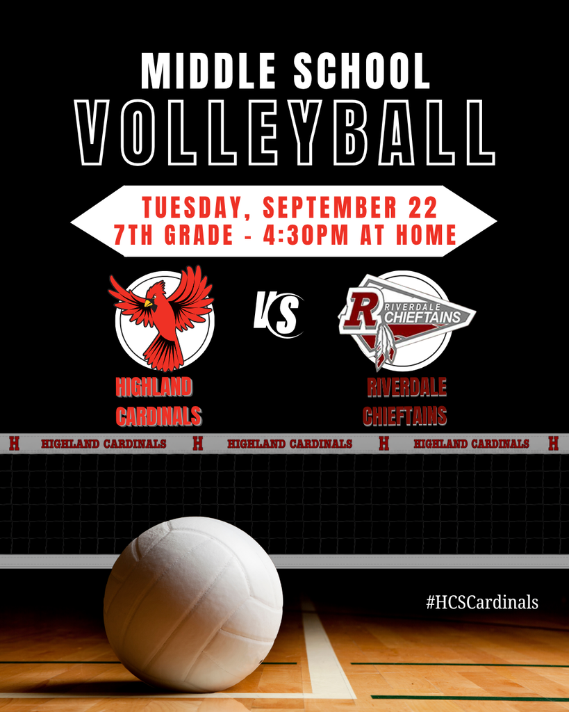 MS VB @ Home vs Riverdale @ 430PM#HCSCardinals