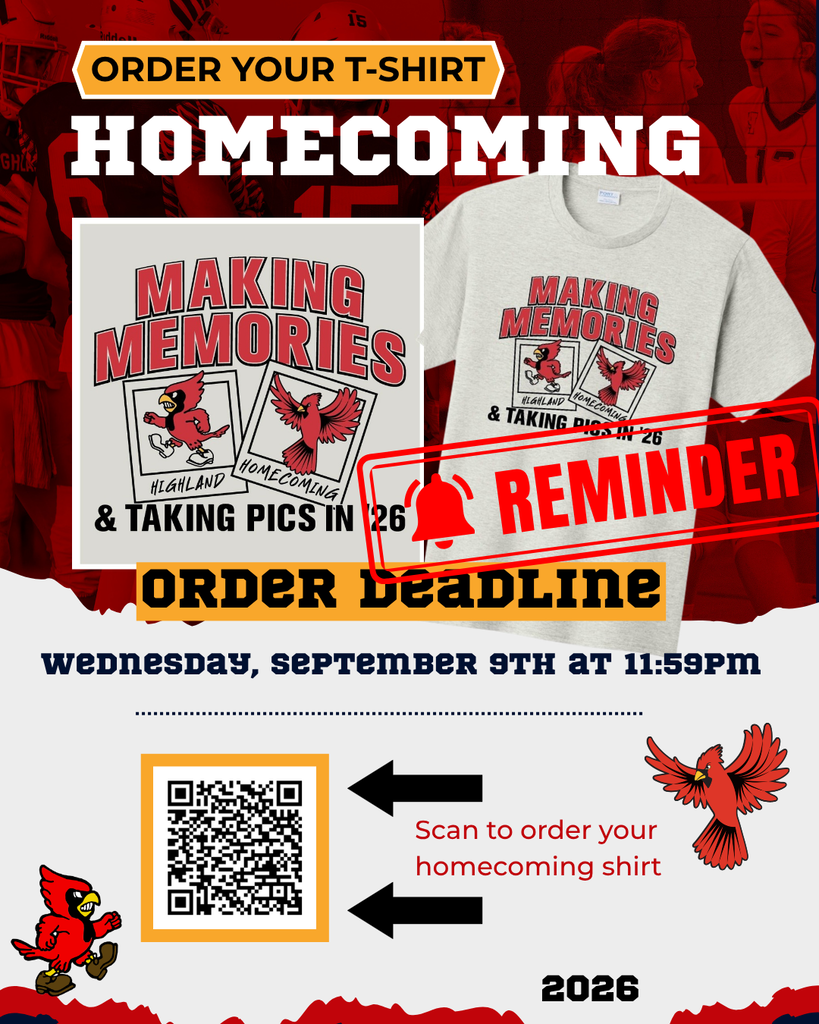 REMINDER: Homecoming Apparel Orders DUE 9/9/2026