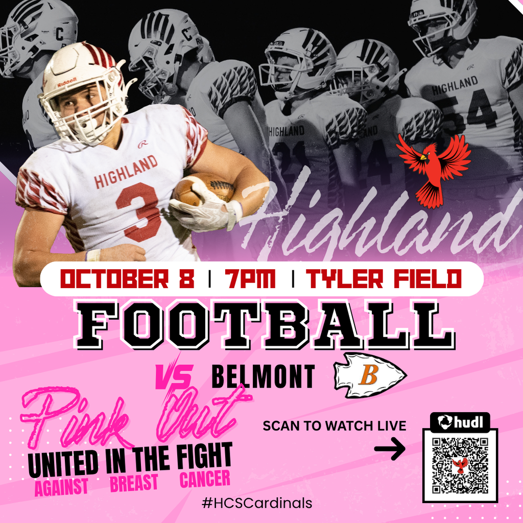 Pink Out FB Game vs Belmont @ Home 7pm 10/8/26