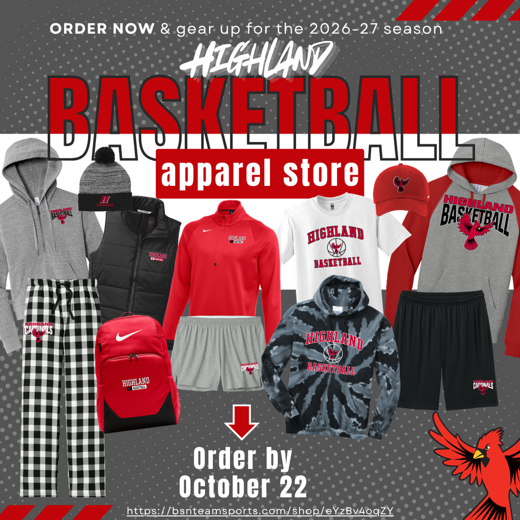 Highland Basektball Apparel Store Now Open though 10/22