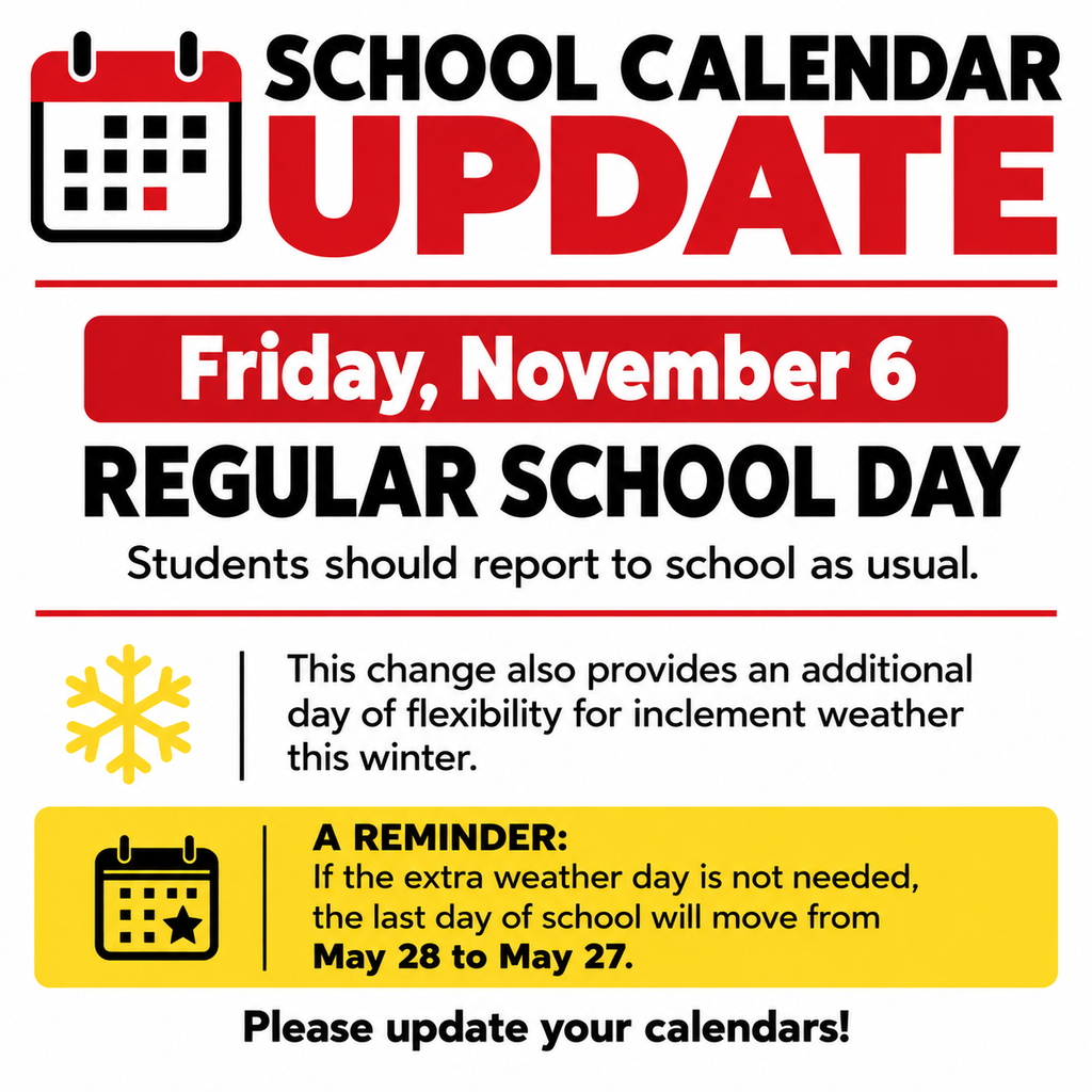 November 6, 2026 Regular School Day