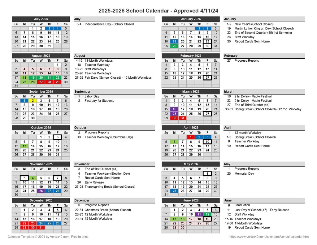 2526 Calendar (updated 11