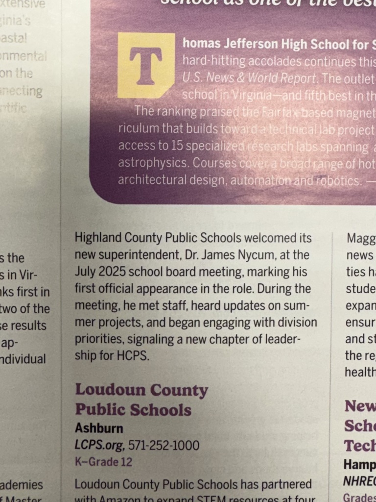 🔥🏆 BIG NEWS FOR HIGHLAND COUNTY PUBLIC SCHOOLS! 🏆🔥  We are beyond excited to share that Highland County Public Schools has been recognized by Virginia Living as one of the TOP SCHOOLS in Virginia for 2026! 🎉📚  That’s right—our small but mighty division is being recognized across the state for the incredible work happening right here in Highland County. 💙🐏  From our dedicated teachers and staff, to our hardworking students, and our supportive community—this recognition belongs to ALL of you. 👏  📖 Check us out in Virginia Living Magazine (Page 141!) and see how Highland is making a big impact!  This honor reflects the commitment, pride, and excellence that define HCPS every single day. We couldn’t be more proud! 💥  #HighlandPride #HCPS #TopSchools2026 #SmallButMighty #VirginiaLiving