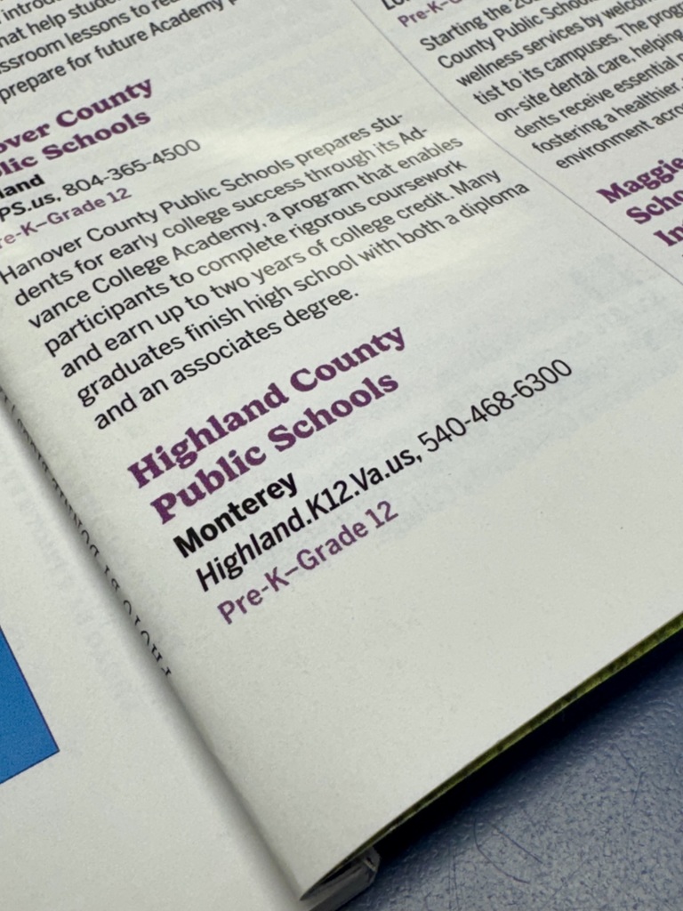 🔥🏆 BIG NEWS FOR HIGHLAND COUNTY PUBLIC SCHOOLS! 🏆🔥  We are beyond excited to share that Highland County Public Schools has been recognized by Virginia Living as one of the TOP SCHOOLS in Virginia for 2026! 🎉📚  That’s right—our small but mighty division is being recognized across the state for the incredible work happening right here in Highland County. 💙🐏  From our dedicated teachers and staff, to our hardworking students, and our supportive community—this recognition belongs to ALL of you. 👏  📖 Check us out in Virginia Living Magazine (Page 141!) and see how Highland is making a big impact!  This honor reflects the commitment, pride, and excellence that define HCPS every single day. We couldn’t be more proud! 💥  #HighlandPride #HCPS #TopSchools2026 #SmallButMighty #VirginiaLiving