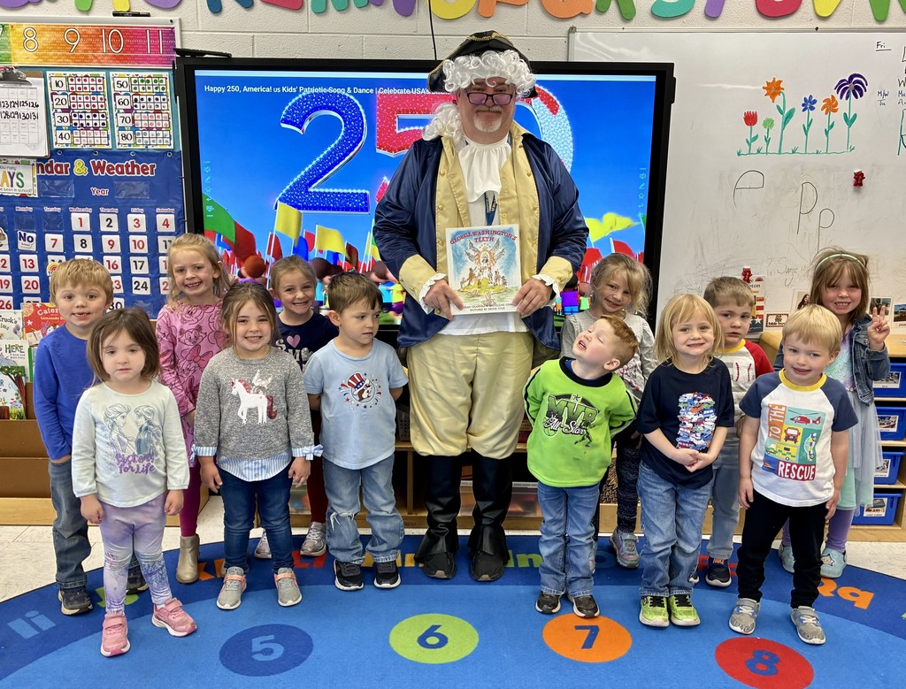 🇺🇸  Our preschoolers had a special visit from none other than George Washington today! He stopped by to read a story… but things got a little interesting when his teeth fell out mid-visit! 😆🦷  The students were full of giggles while learning a little history along the way—definitely a moment they won’t forget! ❤️📚  We love bringing learning to life in fun and memorable ways. Way to go, Rams! 🐏👏