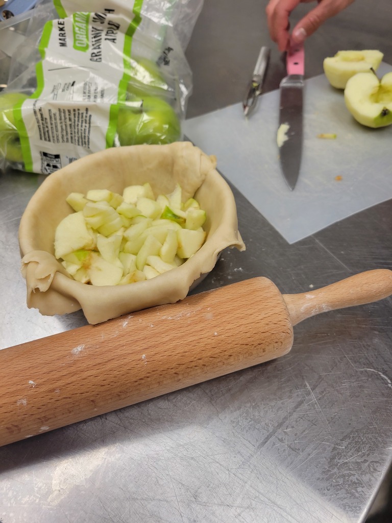 Today Culinary Arts students ended the week on a sweet note.  They made peanut butter and apple pies.  We began with our homemade crust and layered on the goodness from there.  Great job guys!