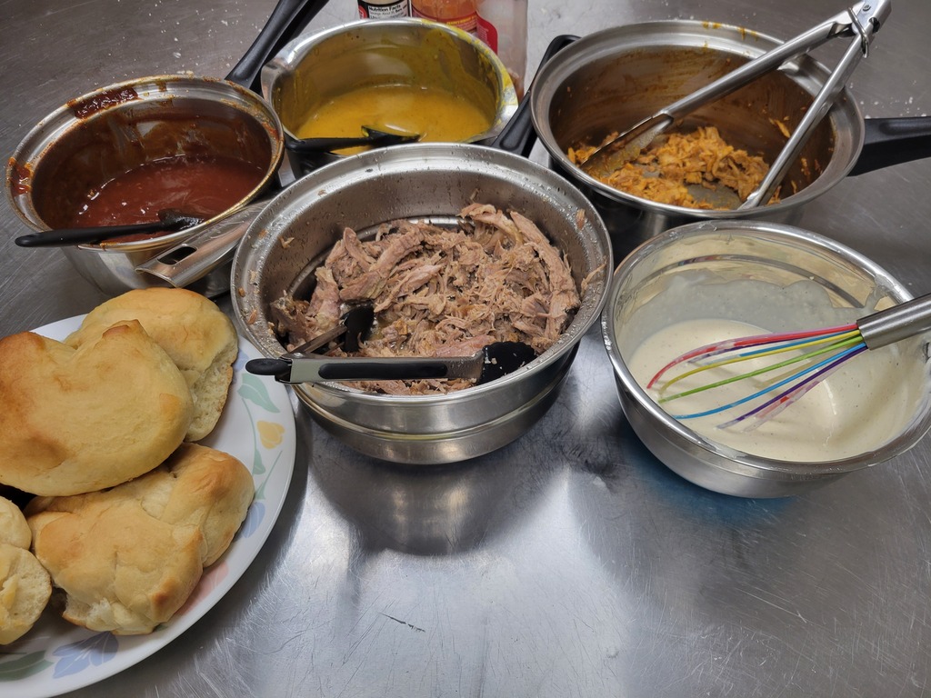 🍽️ SOL testing means extra kitchen time for our Culinary Arts students! With a little more time in the classroom this week, students put their culinary skills to work by roasting pork and creating regional BBQ sauces from across the country! On the menu: Carolina Gold, Alabama White, and a classic red BBQ sauce—all served piled high on homemade buns. Let’s just say… it was absolutely delicious! 😋🔥 #HCPS #CulinaryArts #HandsOnLearning #FutureChefs