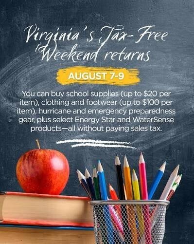 VA Tax Free Weekend