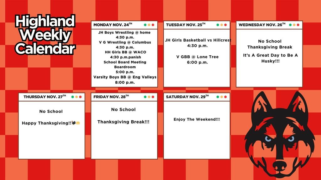 📢This Week At Highland📢