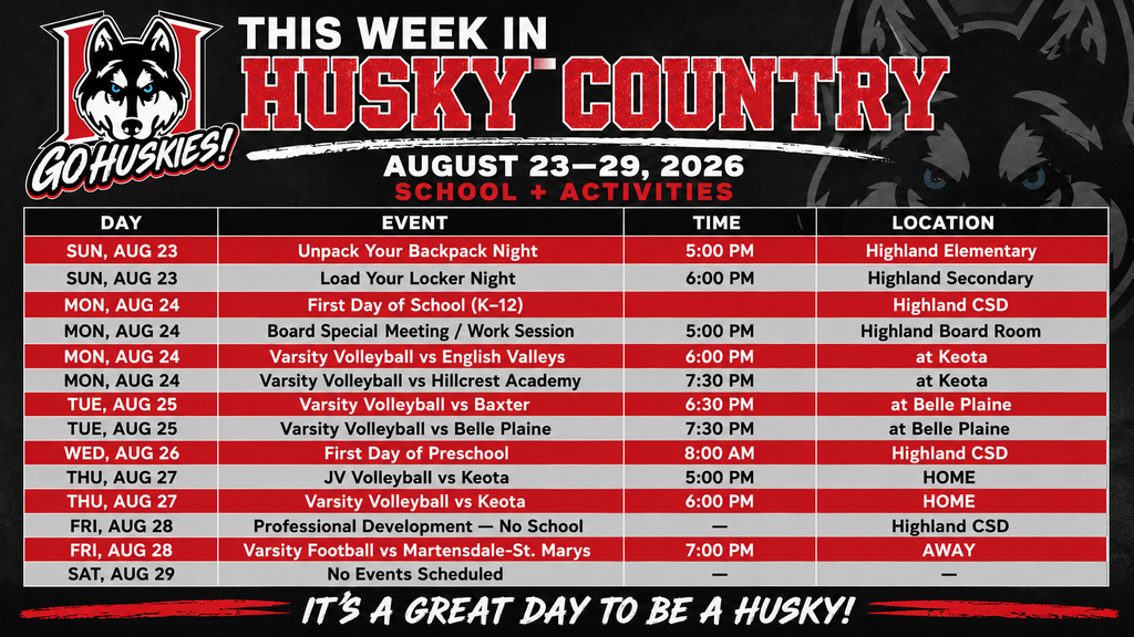 Husky Schedule