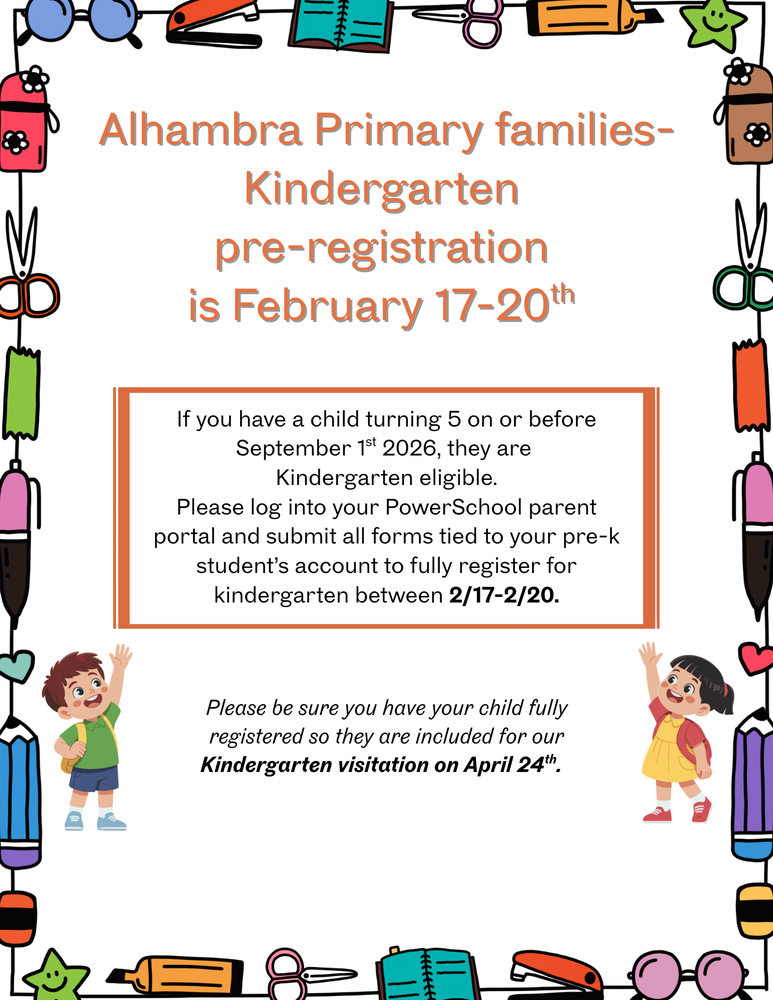 Kindergarten Pre-Registration  - Current PreK Students
