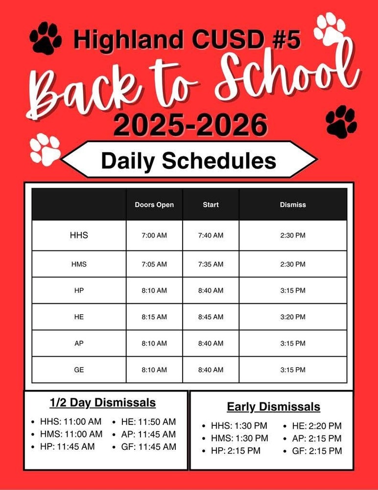 2025 - 2026 Bell Schedule