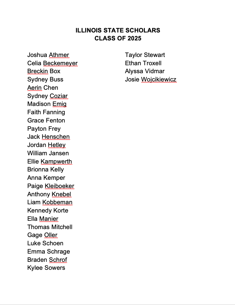 2025 Illinois State Scholars