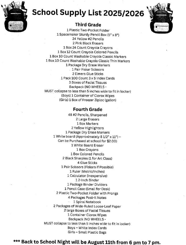 Grantfork Elementary Supply List