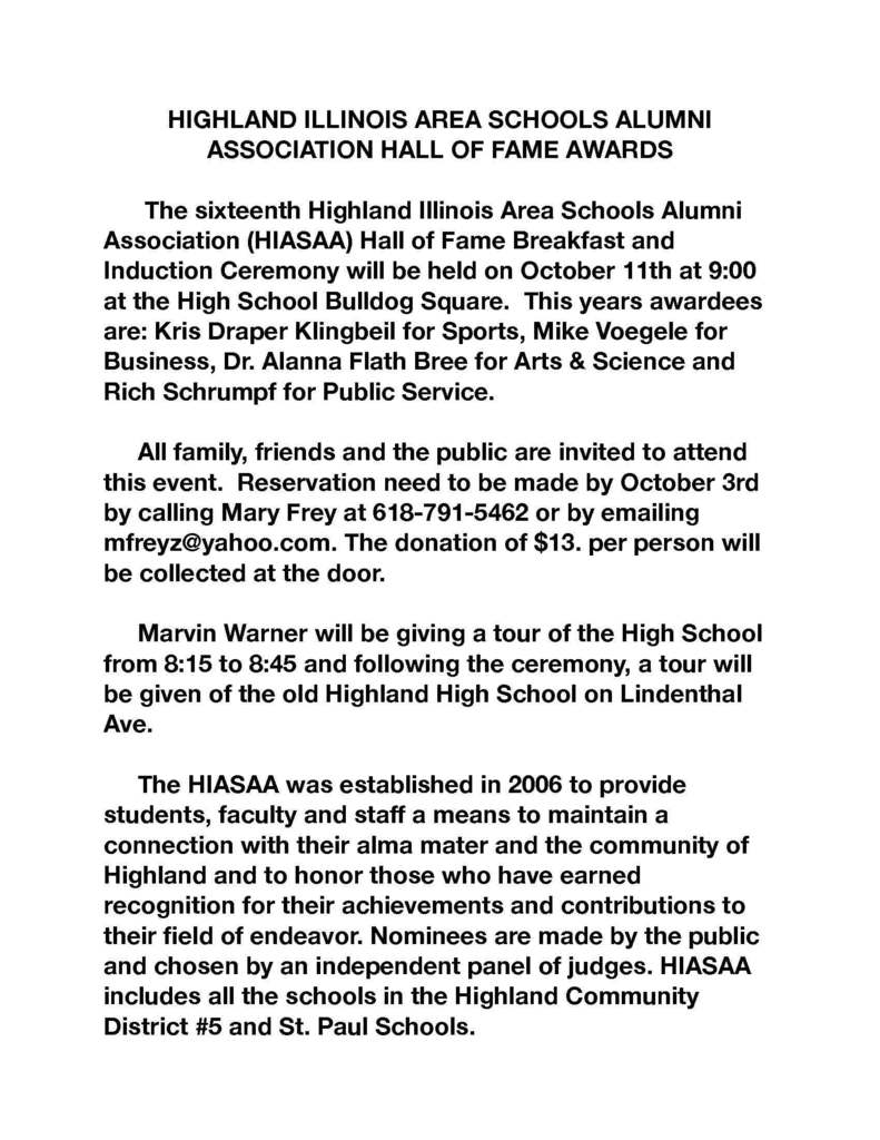HIASSA Hall of Fame Breakfast