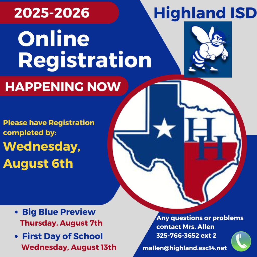 2025-2026 Online Registration Happening Now. Please complete by August 6th