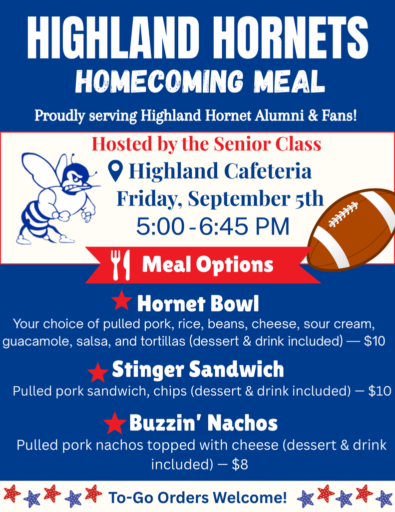 Highland Homecoming Meal : 5PM-6:45PM